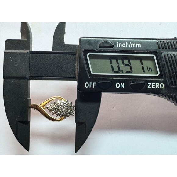 Estate Sterling Silver 925 CZ Cluster Pendant Gold Tone Teardrop No Chain - Picture 7 of 8